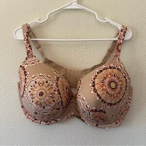 CACIQUE tan medallion Underwire Lightly Lined Mesh Full Figure Bra 42G